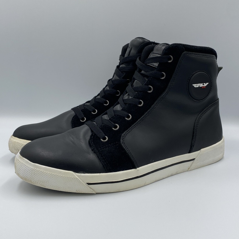 FLY Racing M16 Leather Riding Shoes Mens 10 Black Waterproof Motorcycle High Top